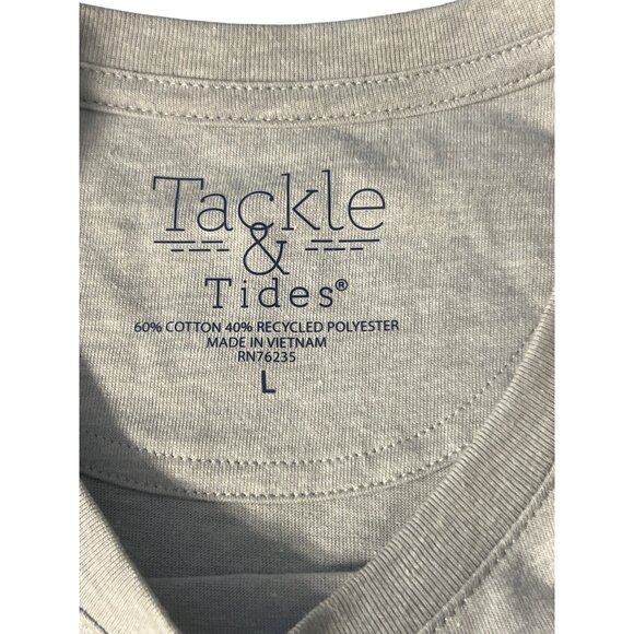 Tackle Tides Essential Tee Floral Heather Gray Moisture Wicking Size L NWT - Picture 4 of 4